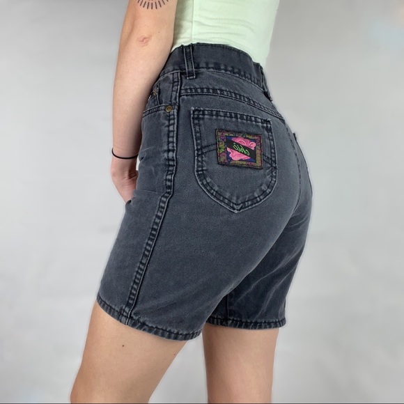 High Waisted Black Denim Shorts - Picture 3 of 3